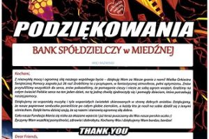 Podziękowania dla Banku Spółdzielczego w Miedźnej od Wielkiej Orkiestry Świątecznej Pomocy