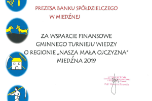 Podziękowania dla Banku Spółdzielczego w Miedźnej od Gminnej Biblioteki Publicznej w Grzawie