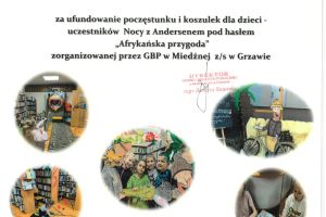 Podziękowania dla Banku Spółdzielczego w Miedźnej od Gminnej Biblioteki Publicznej w Grzawie