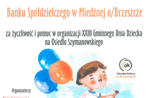 Podziękowania dla Banku Spółdzielczego w Miedźnej od Samorządu Osiedlowego w Brzeszczach